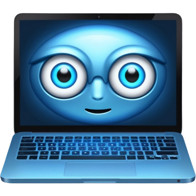 laptop with glowing eyes, AI development emoji