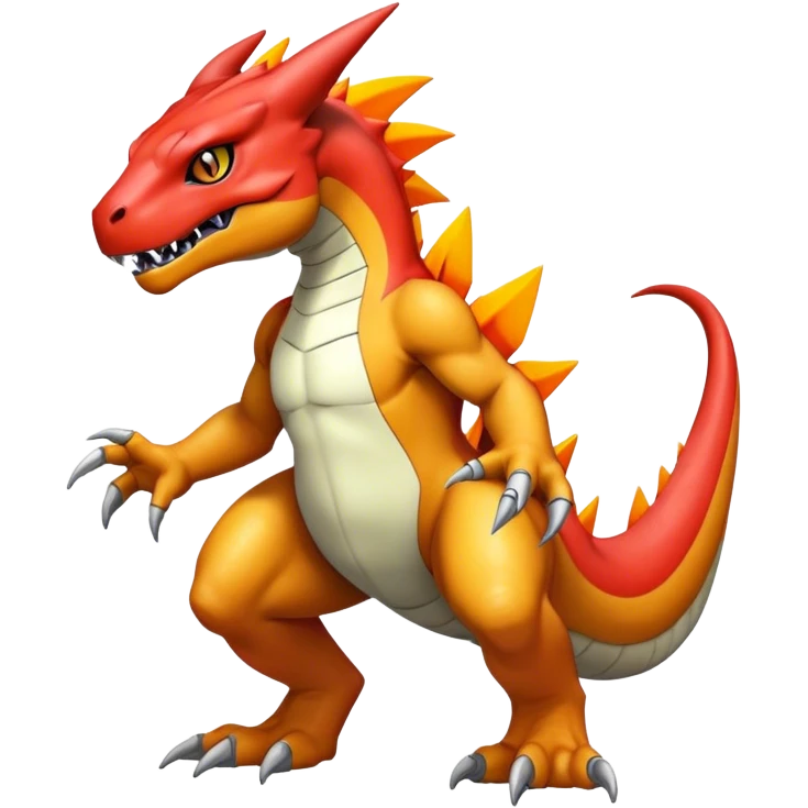  Cool Edgy Shiny Futuristic Ethereal Legendary Greymon-Digimon-Charmeleon-Reptile full body emoji