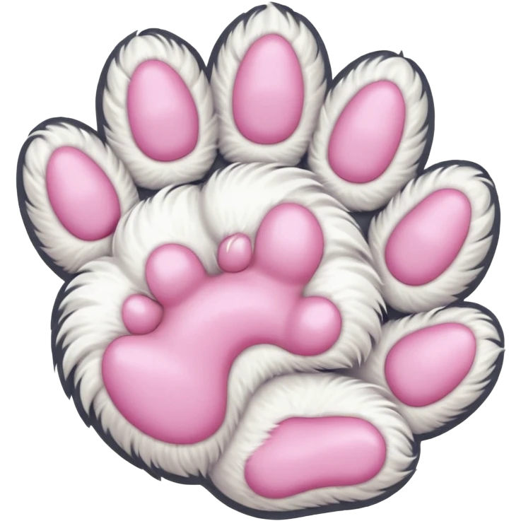 Fluffy white cat paw with six toes emoji