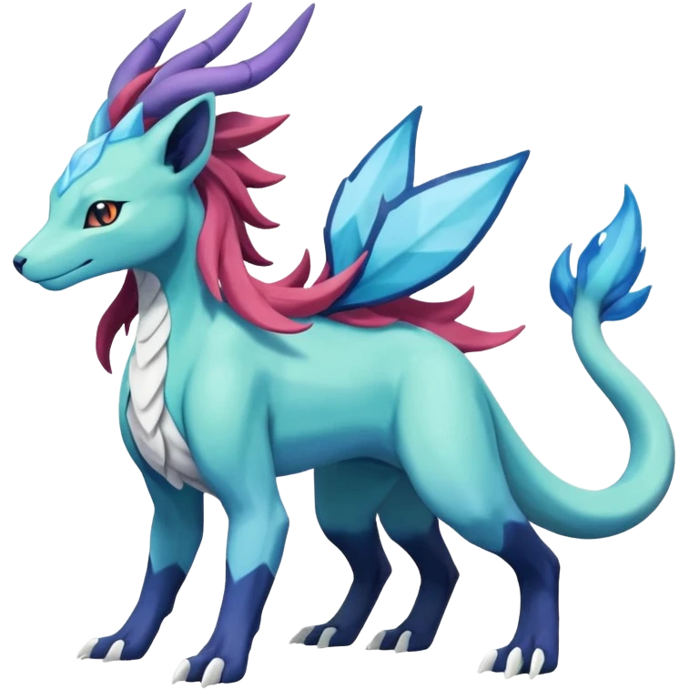 Suicune-Aurorus-Salandit-Glaceon-Meganium-fusion (full body) emoji