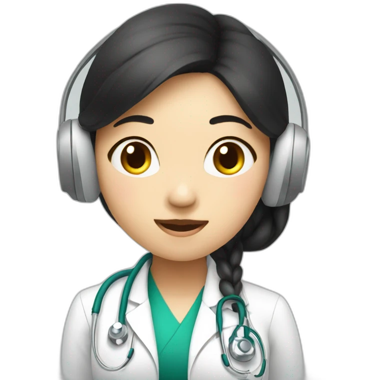medical elegant asian girl student listening a song emoji