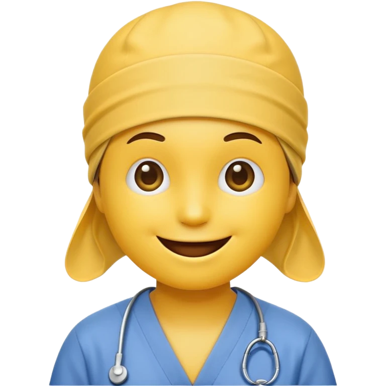 Emoji smiley face wearing a scrub cap emoji