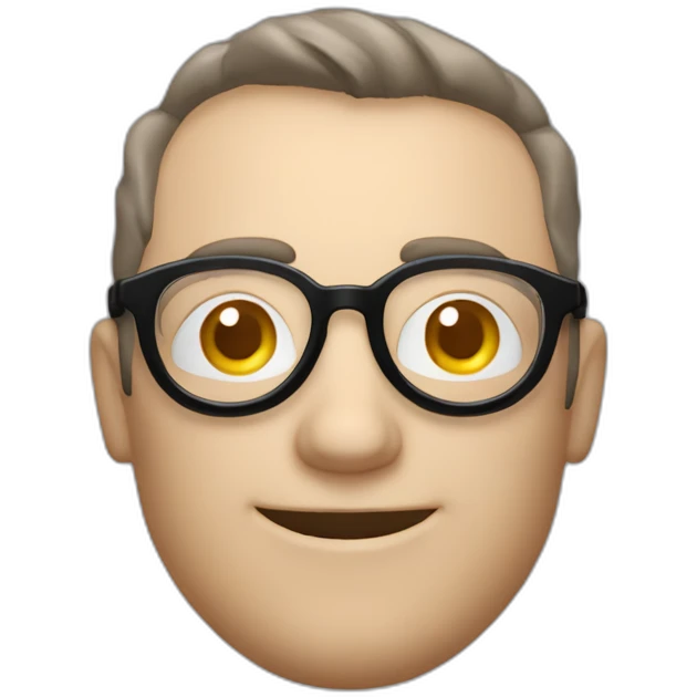 Viel homme blanc chauve avec lunettes rondes sans moustache visage rond emoji