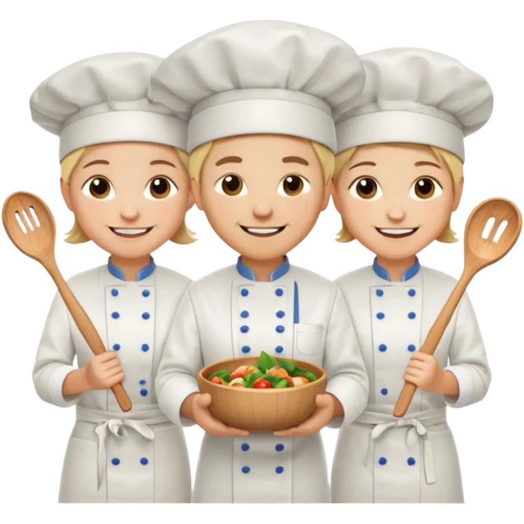 three smiling chefs emoji