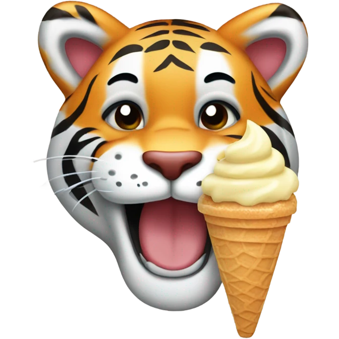 Tiger eating an ice cream cone emoji