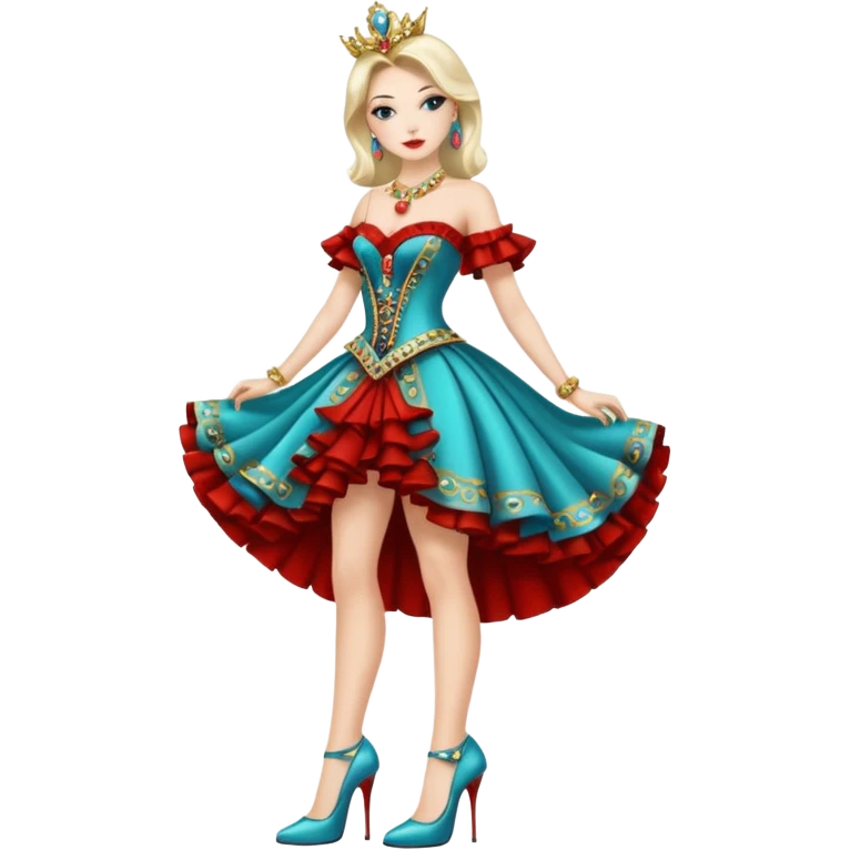 “She’s a model.” The woman he pointed out was wearing very high heels and an elaborate outfit. emoji