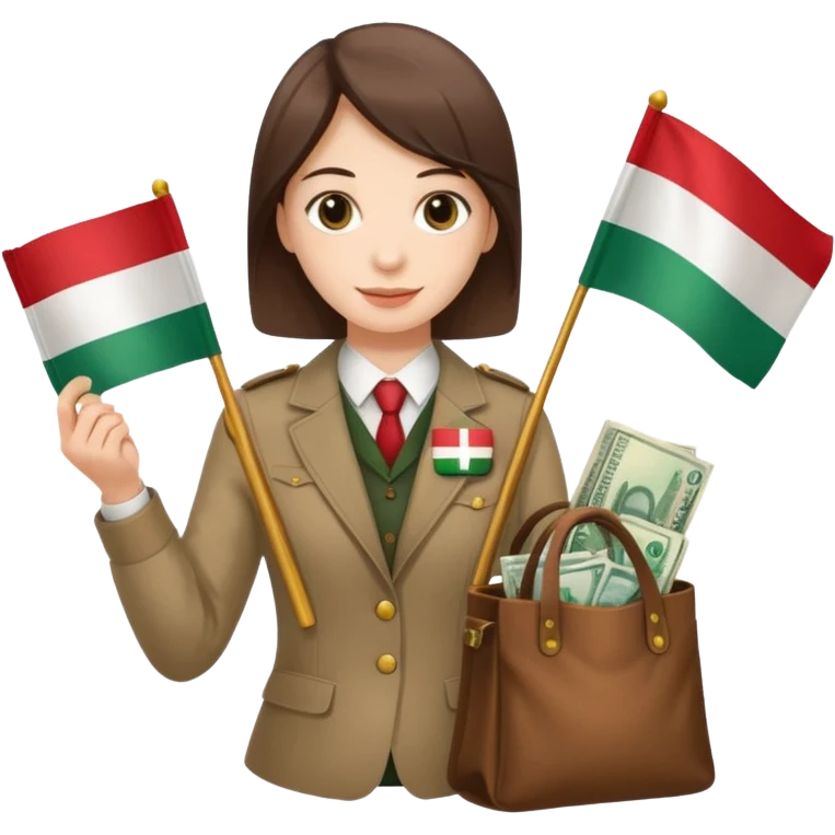 One person with Hungarian flag and one bag of money emoji