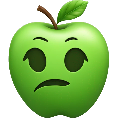 A completely black apple, it a green leaf  emoji