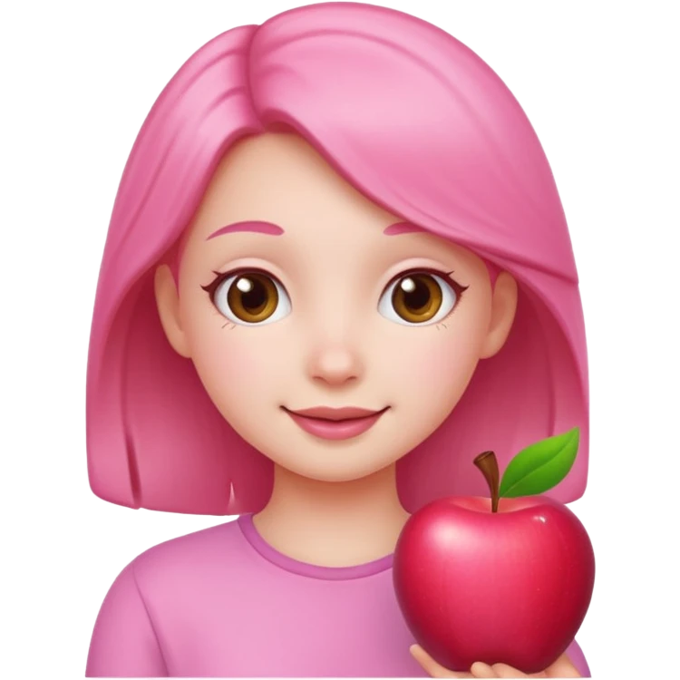 cute pink girl with cheerful pose. apple emoji style emoji