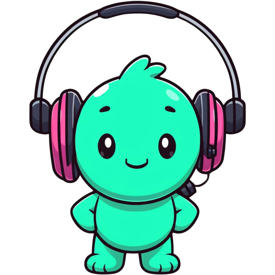 Sprunki character from Incredibox, fun cartoon mascot with big headphones emoji