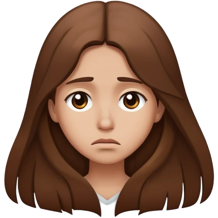 long brown hair Sad face emoji