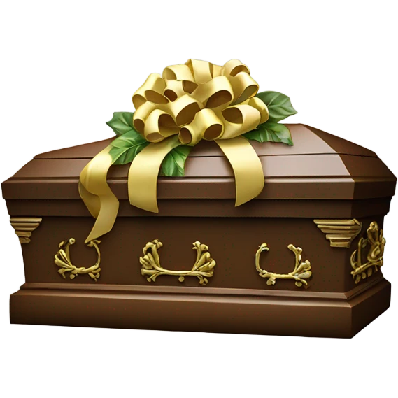 Casket with a big ribbon around it emoji