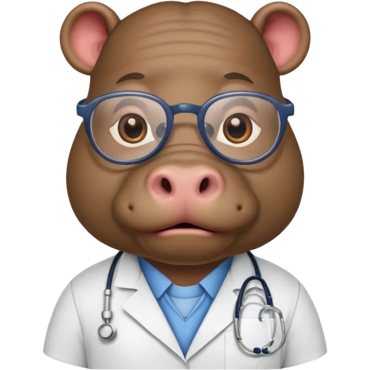 Hippo doctor, glasses, uniform emoji