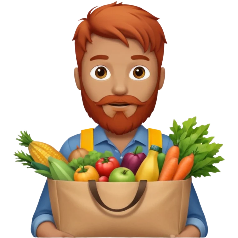 red bearded mal holding a grocery bag emoji