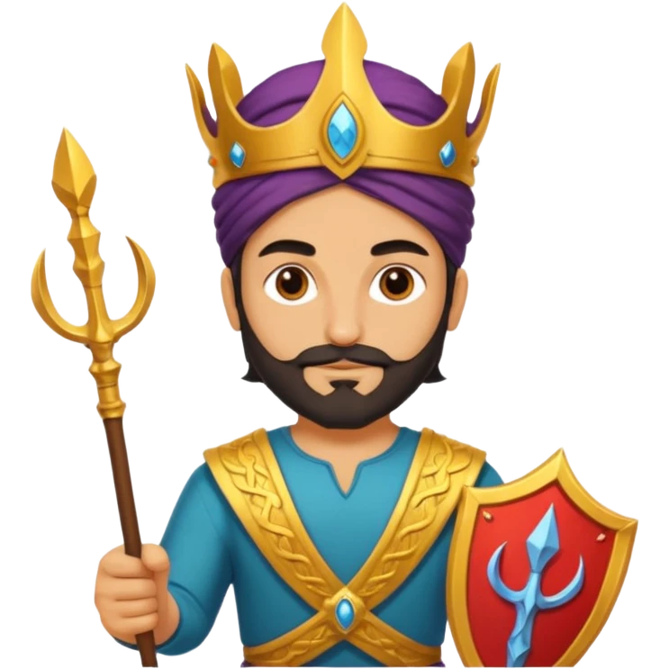 persian with saffron, scepter, trident emoji