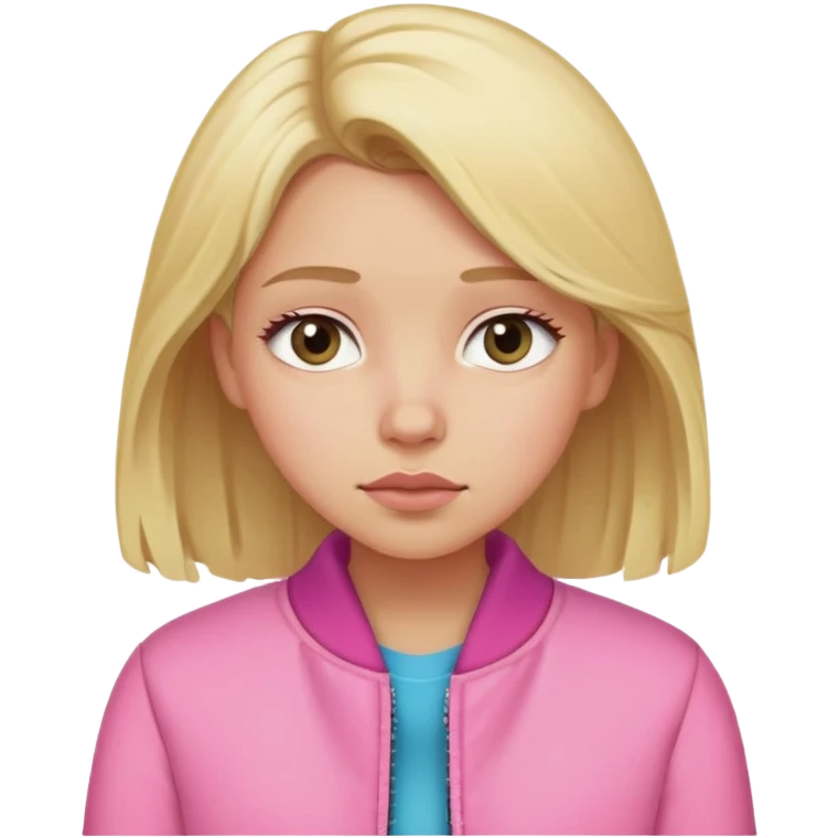 blonde girl with sleepy eyes wearing pink jacket emoji