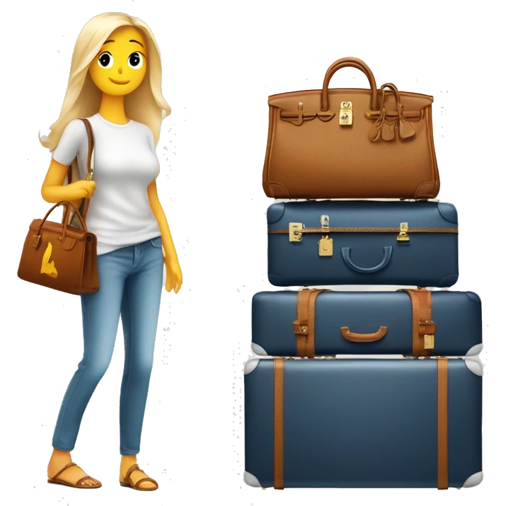 One Hermes Birkin bag stay on another a luxury baggage, like in An airport emoji