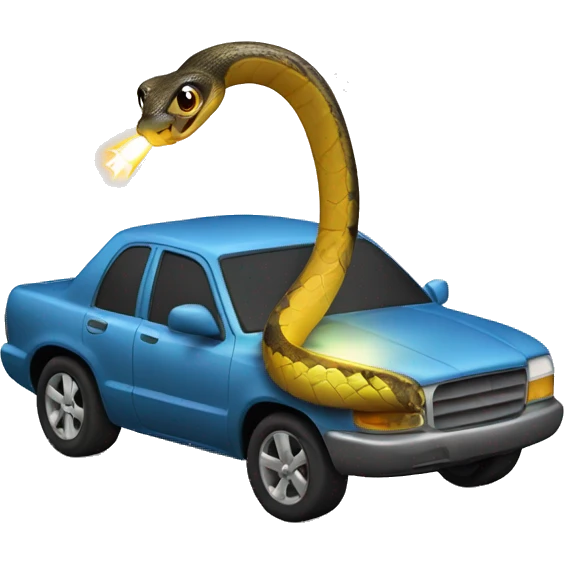 A snake with a flashlight as a head and his tail connected to a car battery emoji