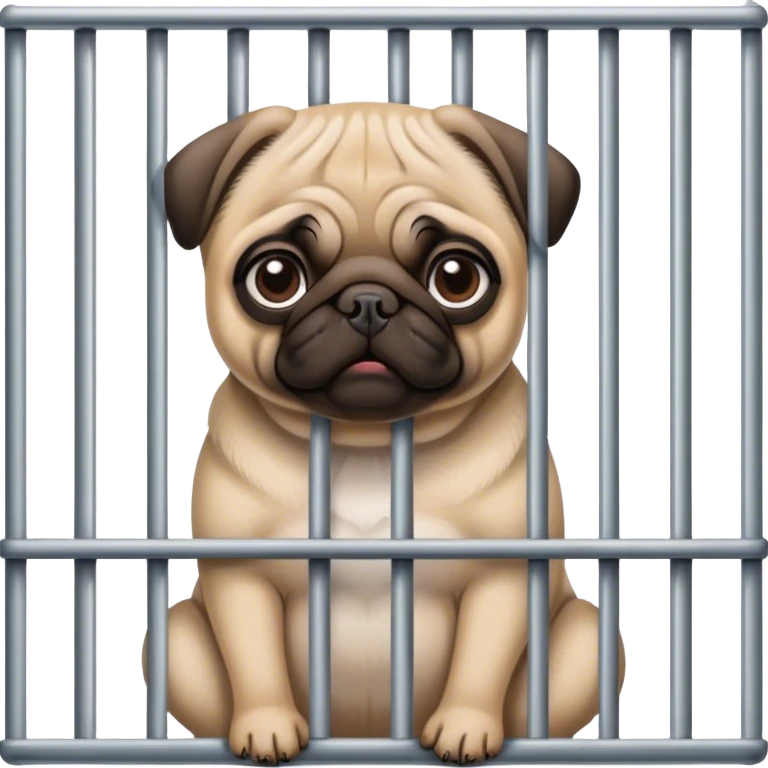 pug in a cage, completely behind bars emoji