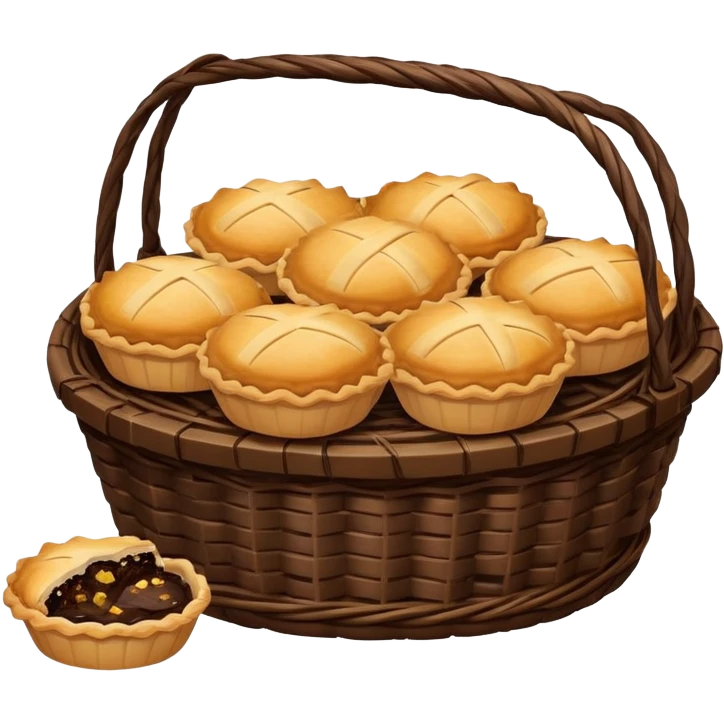 Dark Brown wicker basket with pies emoji
