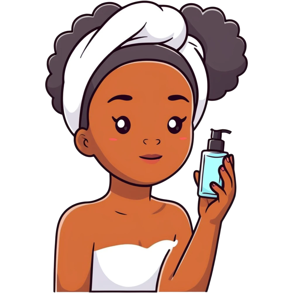 Black girl with moisturizer skincare routine emoji