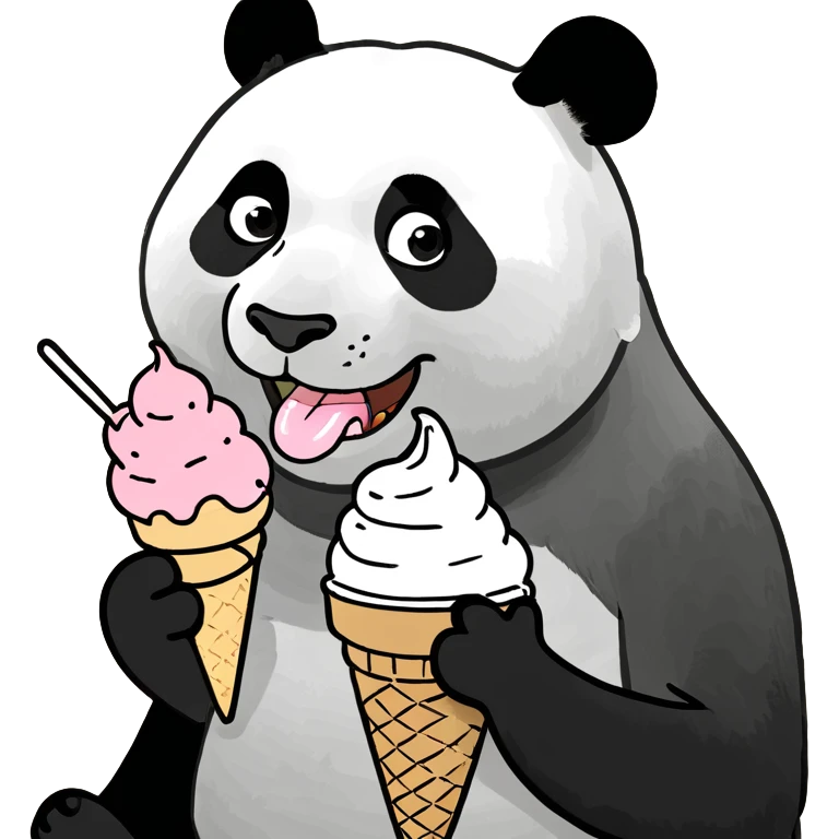 Panda eating ice cream emoji