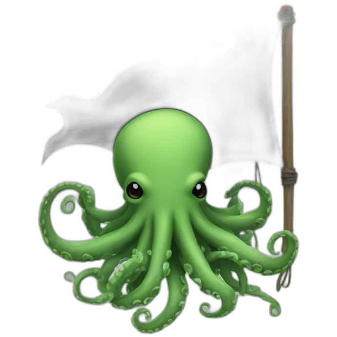 cute kraken hanging a black flag emoji