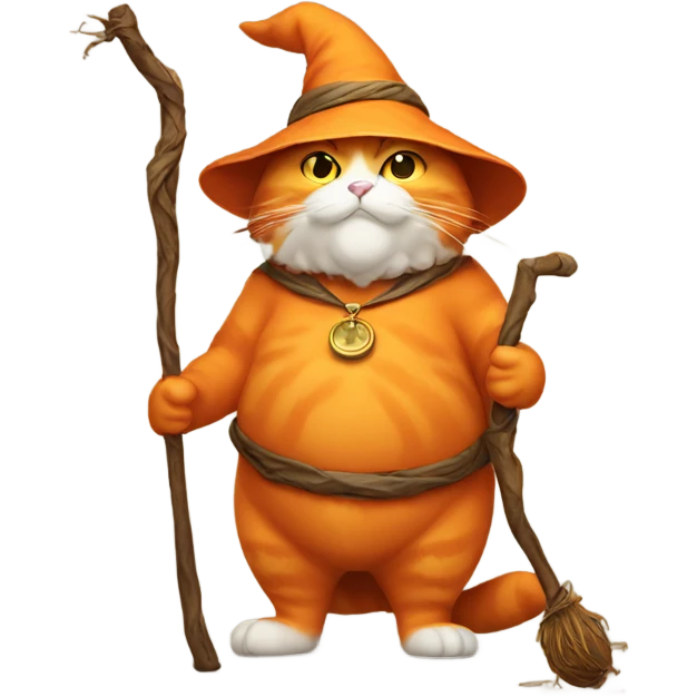 fat orange wizard cat with a stick emoji