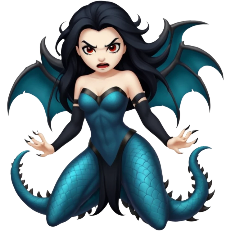 dark angry siren monster, full body emoji