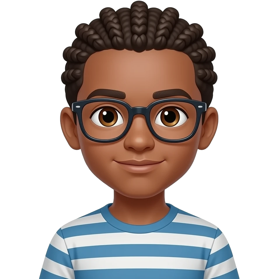 ten year old boy brown skinned, brown eyes and cornrows, he is medium height no glasses emoji