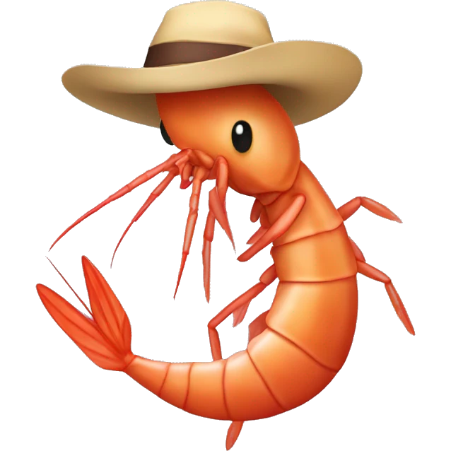 Shrimp with hat emoji