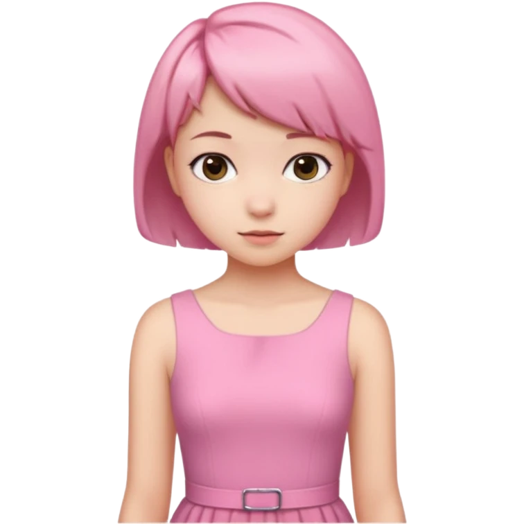 Un emoji de una. Chica adolescente vestido rosado pelo corto casi por los hombros emoji