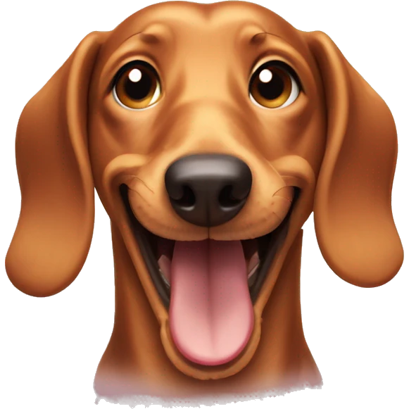 Grinning dachshund with visible front teeth emoji