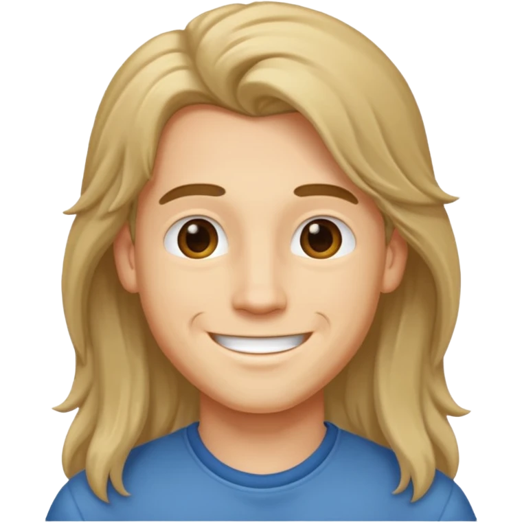 An emoji of a soft boy with long hair and pink background. emoji