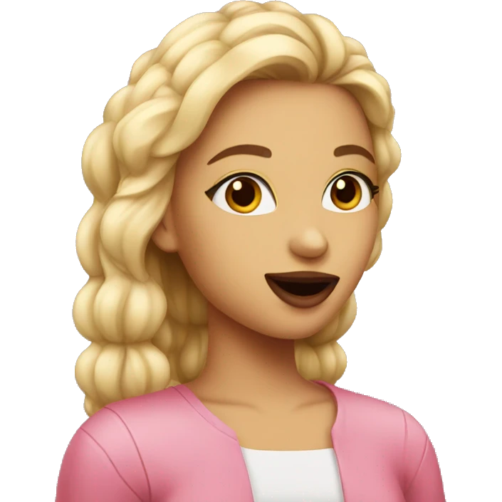 a girl holding lipstick emoji