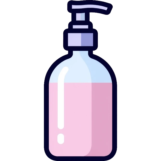 Facial toner spray bottle, minimalist, rounded, soft pastel colors, no outline emoji