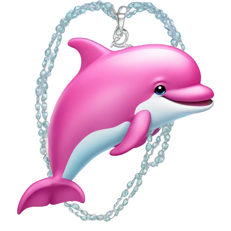 Pink dolphin wearing a necklace emoji