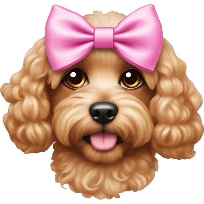 cavapoo dog wearing a pink bow on head  emoji
