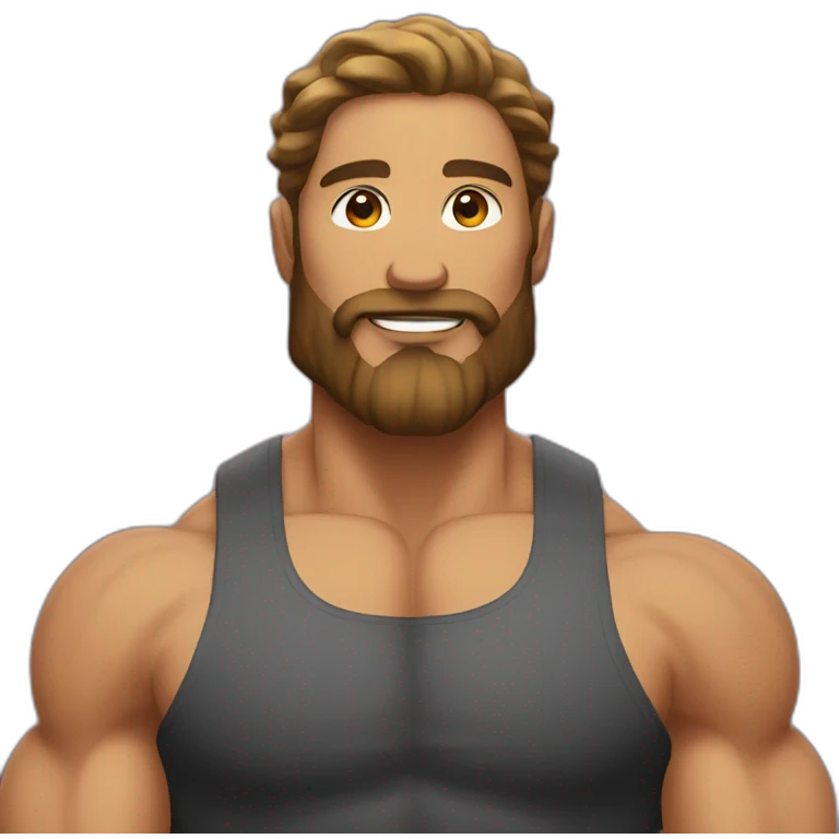 Bodybuilder with beard and long hair emoji