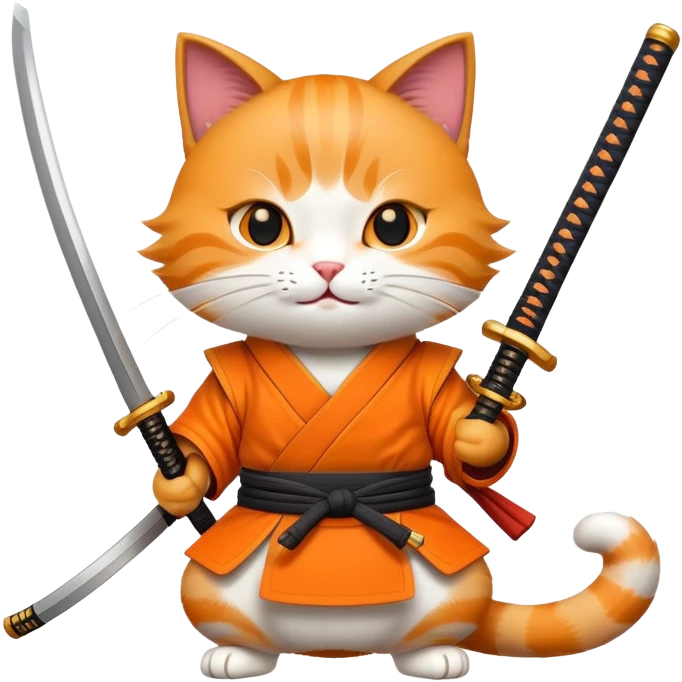 The joyful samurai cat emoji