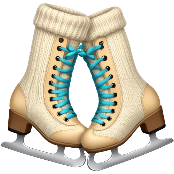 ice skates with cozy legwarmers pulled over them emoji