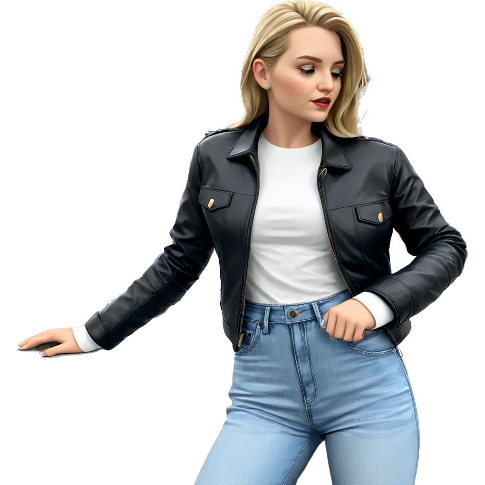 blonde girl in leather jacket emoji