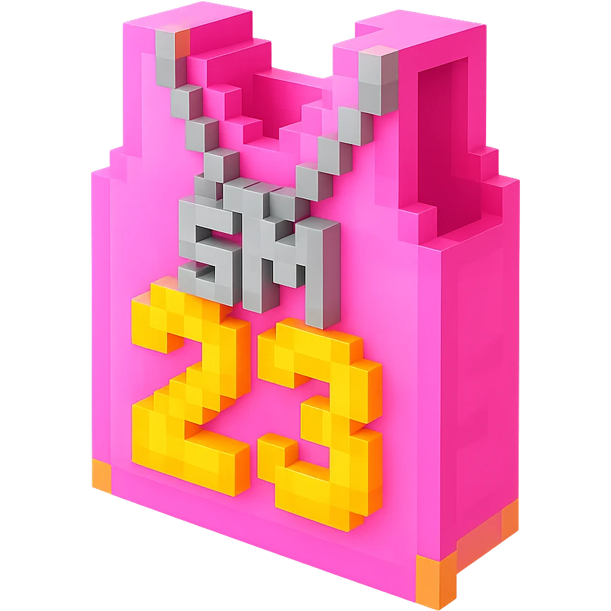 светящейся розовая баскетбольная майка с надписью "23" и серебряная цепь с надписью "SM", no background emoji