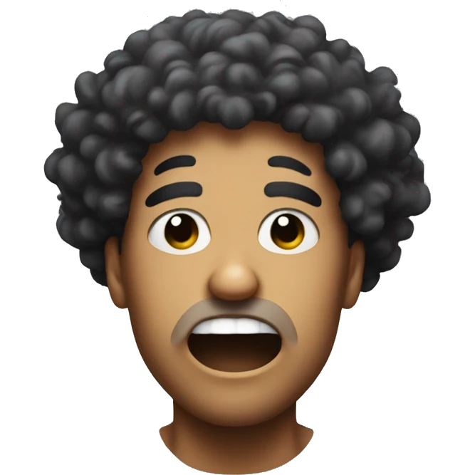 Drooling guy with a big Afro punching himself  emoji