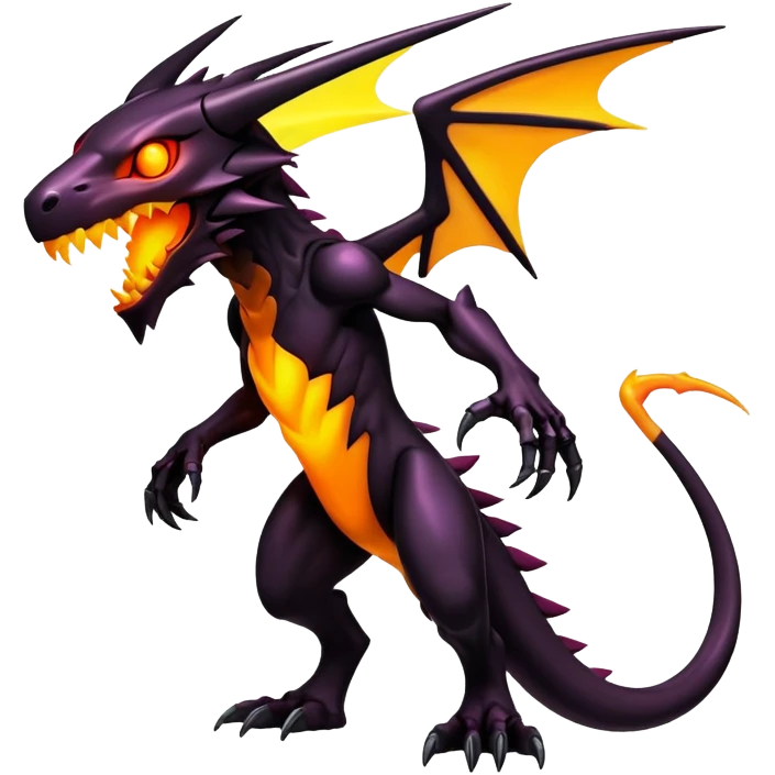 futuristic dark shadowy evil neon-glowing warm-colored Fakémon-Digimon-hybrid-creature (full body) emoji