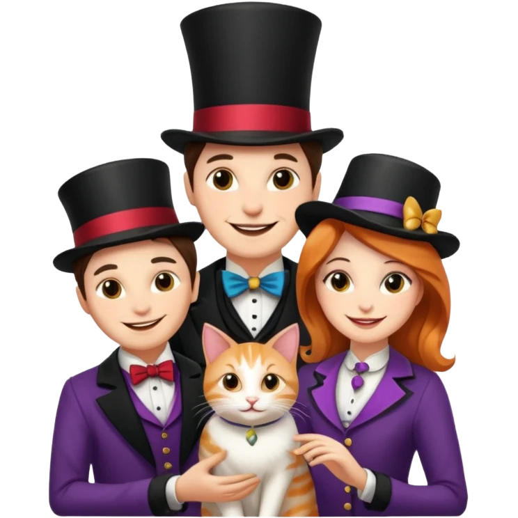 magician couple and their pet cat emoji