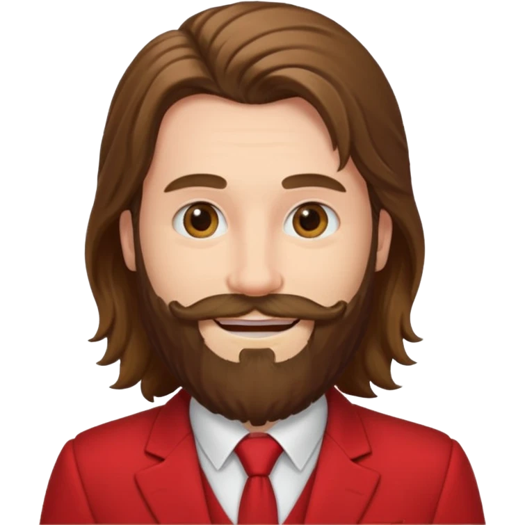 long haired bearded man with red suit emoji