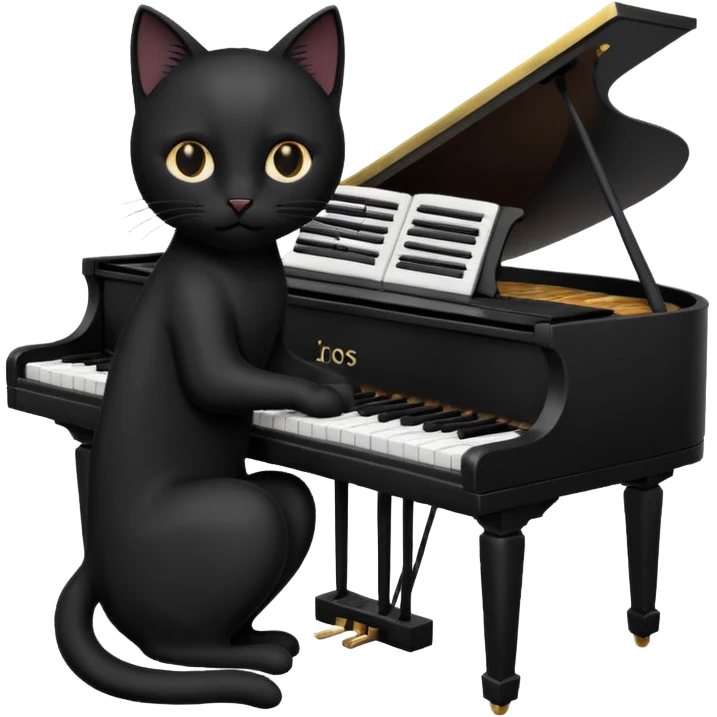 chat de couleur noir  qui joue du piano emoji