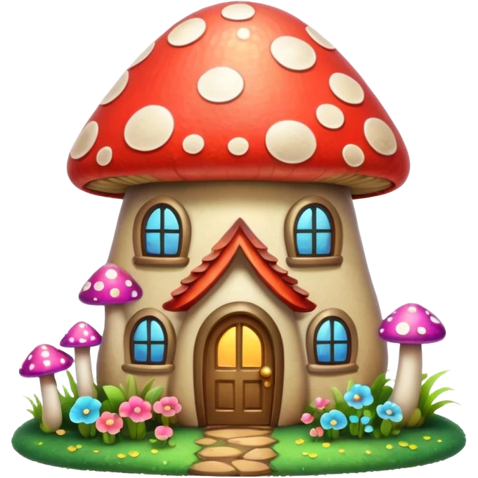Glitter girly mushroom house emoji