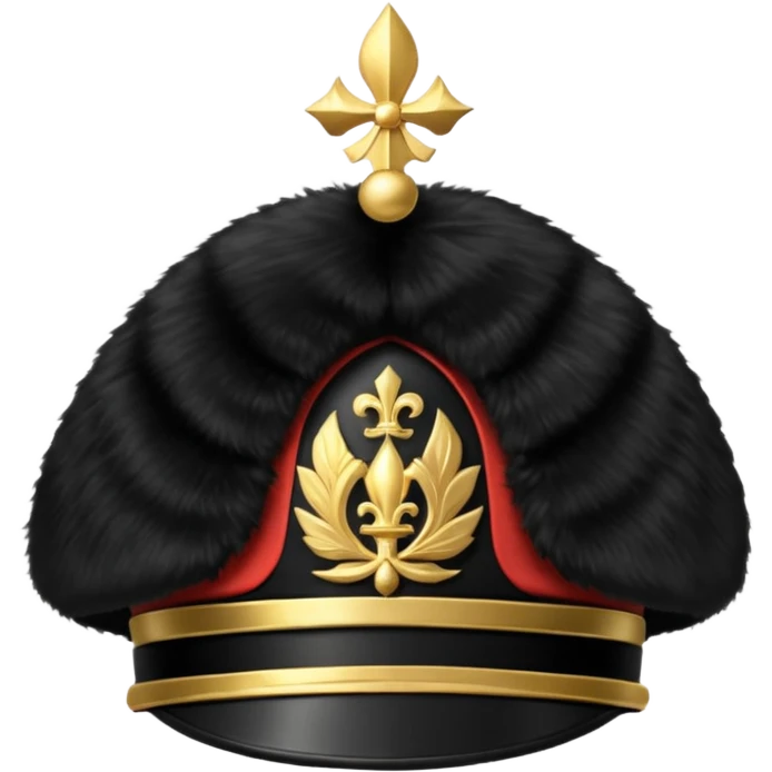 A Royal Guard hat with black fur texture and tall silhouette. emoji